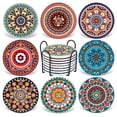 thumbnail image 1 of Posavasos AODINI set de 8 de cerámica absorbente con diseño mandala, 1 of 8