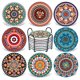 thumbnail image 1 of Posavasos AODINI set de 8 de cerámica absorbente con diseño mandala, 1 of 8