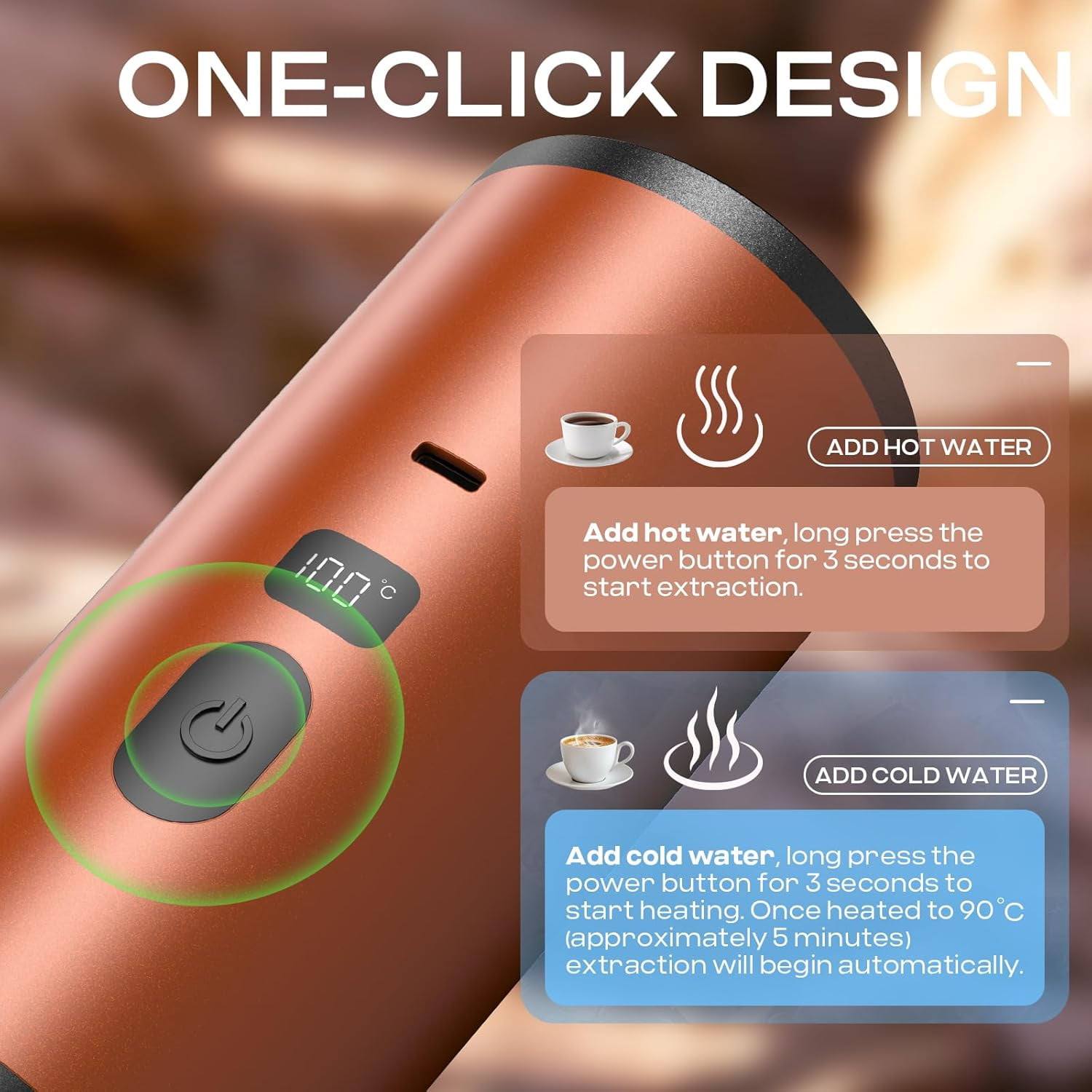 3 in 1 Portable Electric Espresso Machine, Mini Espresso Machine On the Go, Travel Coffee Maker, Self-Heating Ground Coffee K Cup, for Camping, Car, RV & Hiking