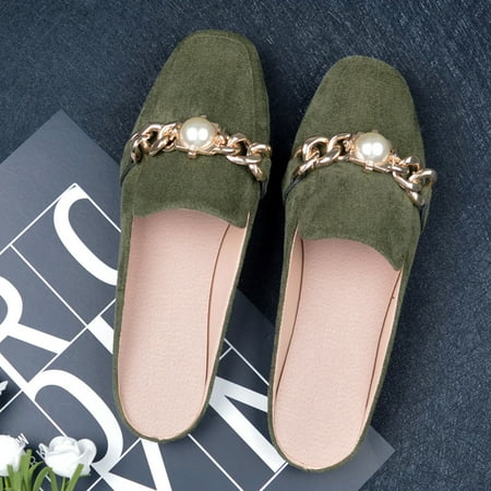TOWED22 Women s Flats Women s Casual Flats for Women Mesh Comfortable Slip on Dressy Flats Shoes Square Toe Classic Cute Ballet Flats Shoes Green
