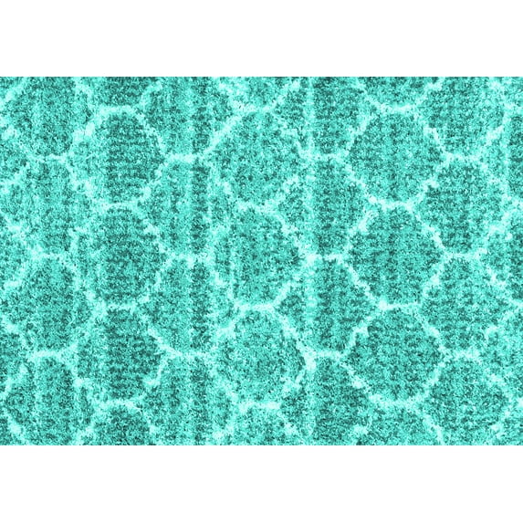 Ahgly Company Machine Washable Indoor Rectangle Trellis Turquoise Blue Modern Area Rugs, 3' x 5'