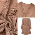 thumbnail image 3 of Mini vestido casual y suelto de lunares con volantes y cuello en V de manga larga de primavera y verano Adepaton BST3007325-3, 3 of 8