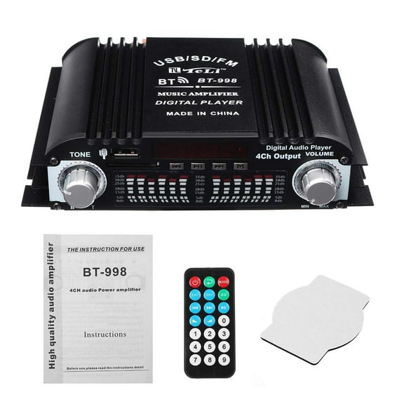 BT-998 Hifi Audio Home Digital Amplifiers Car Audio Bass Power Bluetooth Amplifier FM USB SD Radio Subwoofer Speakers ,Multiple Applications