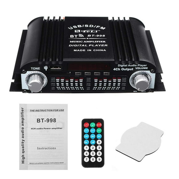 BT-998 Hifi Audio Home Digital Amplifiers Car Audio Bass Power Bluetooth Amplifier FM USB SD Radio Subwoofer Speakers ,Efficient Heatsink