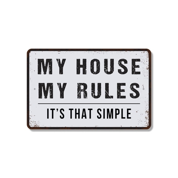 Vintage Style My House My Rules 8 Inch x 12 Inch Novelty Plastic Sign Kind Words Clean Shoes Durable Weatherproof Perfect for Entryways Living Rooms Kitchens Fun Gift for Families
