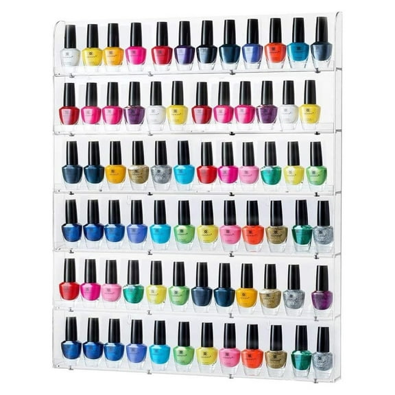 Nail Polish Rack - 102 Bottle Acrylic Organizer - Clear Nail Polish Holder & Storage - Wall Mountable - Mobile Grooming, Salon Use