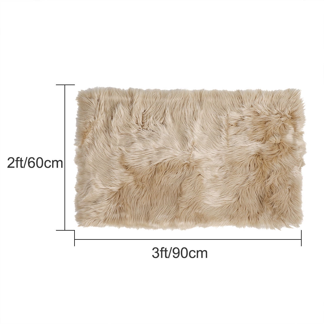 Unique Bargains Faux Sheepskin Rugs Plush Area Rug Khaki 2x3 Feet