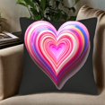 thumbnail image 5 of Set of 2 Decorative Throw Pillow Covers 18x18in - Vibrant Layered Heart Design in Pink Red Blue & Yellow on Black Background, 5 of 8
