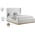 thumbnail image 2 of Bowery Hill Contemporary Cream Linen Textured Fabric Queen Bed, 2 of 10