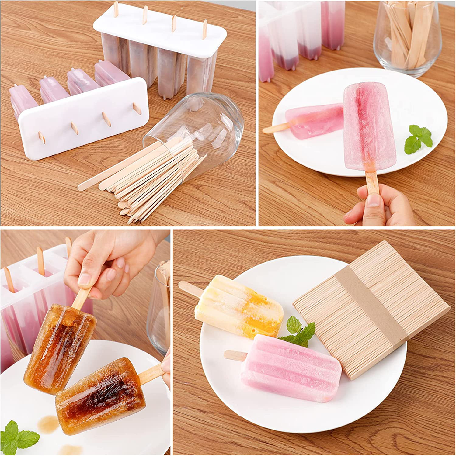 LOMIMOS 200Pcs Summer Craft Stick,Ice Cream Popsicle Treat Wooden Stick  Tongue Depressor for Kid Waxing Building Mixing Stirring Handicraft DIY  Craft