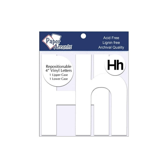 Vinyl Letters Removable Adh 4" Hh 2pc White