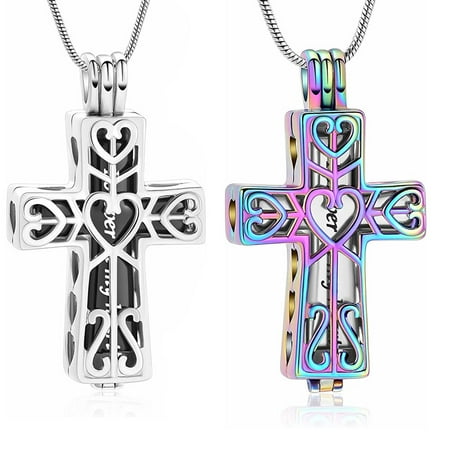 Hollow Cross Cremation Jewelry for Ashes Memorial Urn Necklace Pendant Keepsake Religious Cross Ashes Jewelry For Mom/Dad/Sister/Brother/Love One