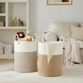 thumbnail image 5 of LUMIHO Cotton Woven Rope Laundry Hamper，Storage Basket for Blankets,Dirty Clothes,Brown-72L, 5 of 8