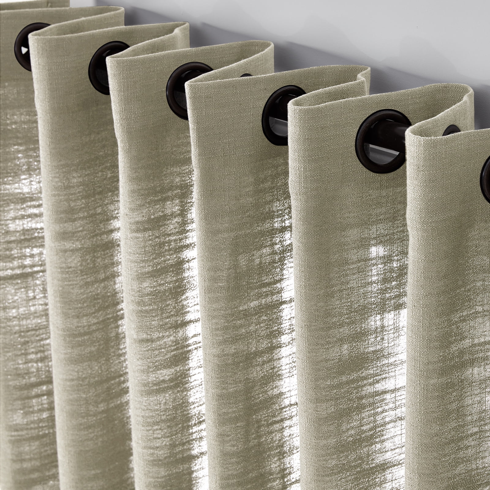 TWOPAGES Room Darkening Grommet Drape Linen Blend Curtain for Kids Room, 1 Panel, 52"x63", Grey Beige