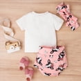 thumbnail image 3 of Vedolay Short Sets For Girl 2 Piece Girls Summer Cute Shorts 2 PC Outfits Clothes T-Shirt Tops Shorts Sets,Red 12-18 Months, 3 of 5