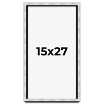 15x27 Frame Brushed Silver Solid Wood Picture Frame | 0.75 Inch Moulding Width | Rabbet Depth 0.75