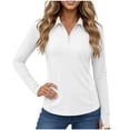 thumbnail image 2 of ClodeEU Women's UPF 50+ Sun Protection Long Sleeve Half Zip Top with Notch Collar ,Lightweight Athletic Hiking Shirt White,Womens Plus L, 2 of 6