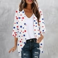 thumbnail image 4 of Idoravan Women's American 250Th Anniversary Print Kimono Cardigan Loose Cover Up Casual Blouse Tops Women's Independence Day Sunscreen Fashion Casual Printed Chiffon 3/4 Sleeve Cardigan Top, 4 of 6