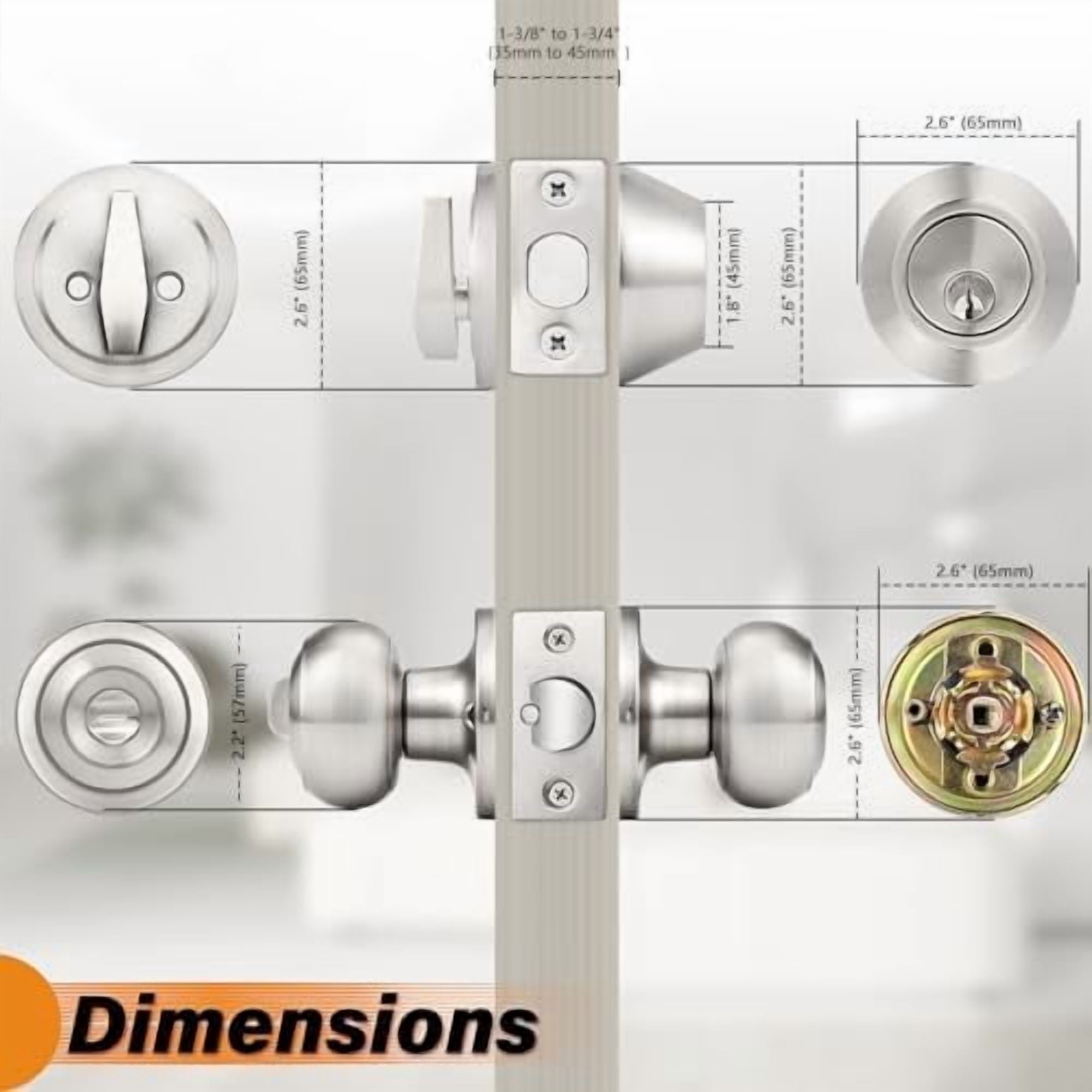 1 Pack Entry Door Knob Set with Single Cylinder Deadbolt Combo Set, Keyed Alike Brushed Nickel Door Knobs with Lock and Keys for Entrance Front Door