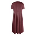 thumbnail image 5 of EvenHe Liquidation Robe d'Été pour Femmes Couleur Unie Col Rond Manches Courtes Ourlet Ample avec Poches Vin L, 5 of 5