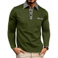 thumbnail image 3 of IYTR Men's Dress Shirts Long Sleeve Color Matching Turndown Collar Button Tshirts with Pocket Solid Color Leisure Loose Fit Spring Clothes Lightweight Shirt (Army Green,M), 3 of 8
