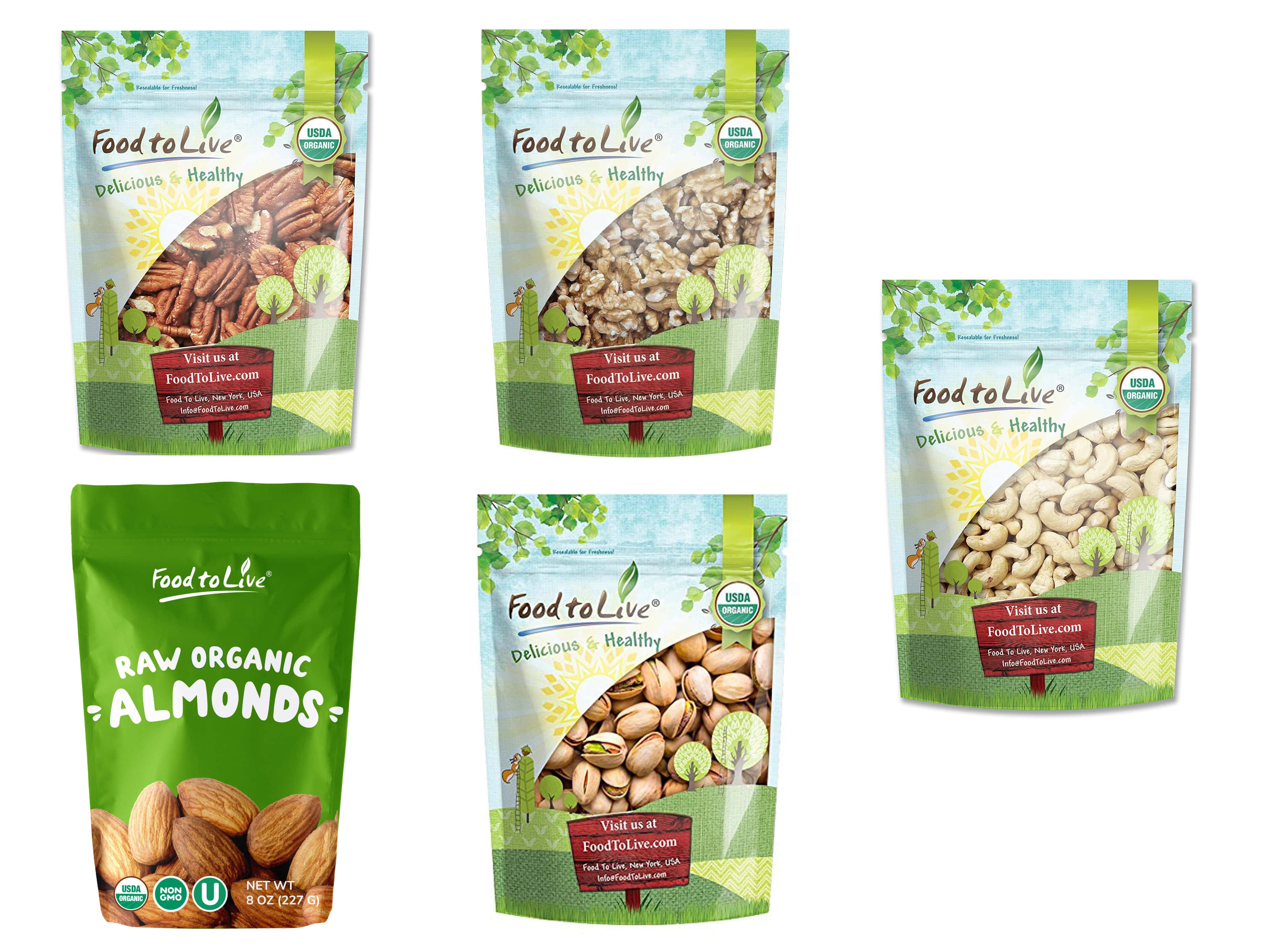 Organic Brain Healthy Nuts Gift Box Pecans, Walnuts, Almonds