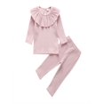 thumbnail image 1 of xiaxaixu 2Pcs Girls Autumn Set, Long Sleeve Ruffle Tops + Long Pants Outfits, 1 of 5