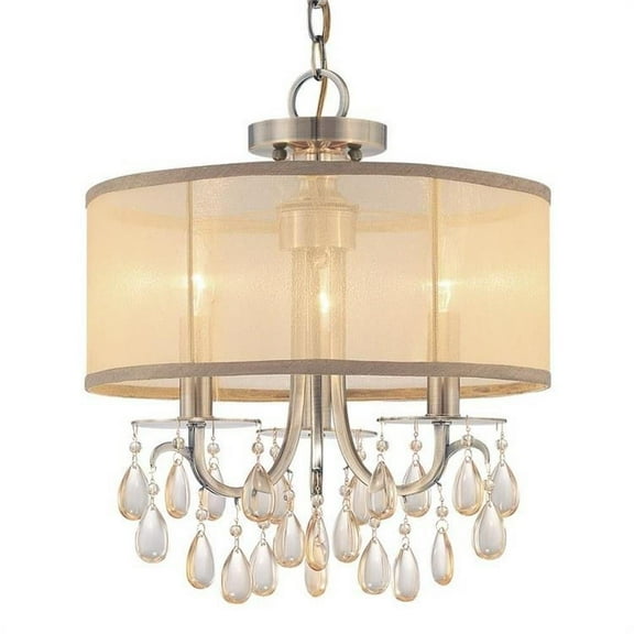 Three Light Chandelier in Minimalist Style 14 inches Wide By 17 inches High-Antique Brass Finish Bailey Street Home 49-Bel-1627864