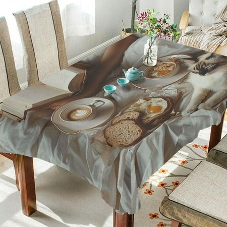 

BZSMCE Square Tablecloth Girl and Cat Painting Pattern Tableclothes