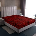 thumbnail image 3 of Damask Gothic Bed Sheets Adults Antique Victorian Fitted Sheet Full,Red Black Sugar Skull Sheets Vintage Flowers Goth Bedding Set,Exotic Bone Skeleton Bohemian Baroque Decor（No Top Sheet）, 3 of 6