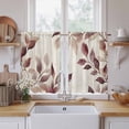 thumbnail image 2 of Eucalyptus Leaves Tier Curtains, Brown Spring Botanical Aesthetic Light Filtering Kitchen Curtains, 2Pcs Rod Pocket Half Window Treatments Panels for Sink Cafe Cabinet Basement 27.5x45 Inches, 2 of 9