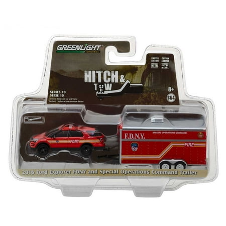 Ford F150 Trailer Hitch Hitch & Tow: 2016 Ford Explorer and FDNY Special Operations Command Trailer 1/64 Scale ()