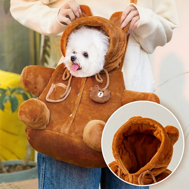 PRETXORVE Fall/Winter Cute Bear Sling Warm Crosss- Carrier For Small Dogs And Cats