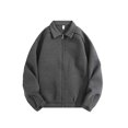thumbnail image 2 of BRGZLK Men Jacket Fashion Solid Color Simple Turn Down Collar Zipper Loose Casual Jacke with Pockets Dark Gray S, 2 of 5