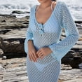 thumbnail image 6 of Women's Beach Cover Up Skirt Hollowed Out Knitted Bikini Swimsuit Sun Dress for Beach Resort Summer,Light Blue,L, 6 of 7