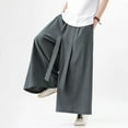 thumbnail image 5 of Style Harajuku Linen Cotton Linen Pants Man Japanese Kimono Pants Male Streetwear Summer Retro Wide-leg Loose Trousers, 5 of 6
