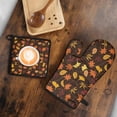 thumbnail image 5 of Autumn Fall Leaves Pattern Kitchen Oven Mitt and Pot Holder Sets 2 Pcs for Baking, Cooking and Grilling, Heat Resistant Up To 392 °F, 5 of 7