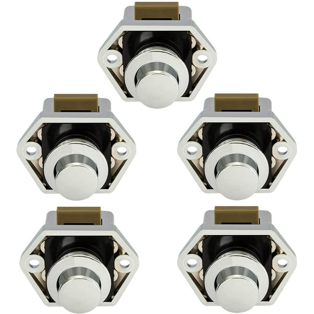 5 silver push button locks, door handle lock for caravan