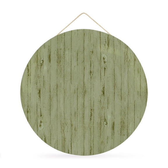 Welcome Sign for Front Door, Sage Green Round Metal Wall Art Wreaths, Farmhouse Vintage Shabby Wooden Grain Outdoor Indoor Wall Hanging Sign for Porch Decor Housewarming Gifts 11.8 Inch