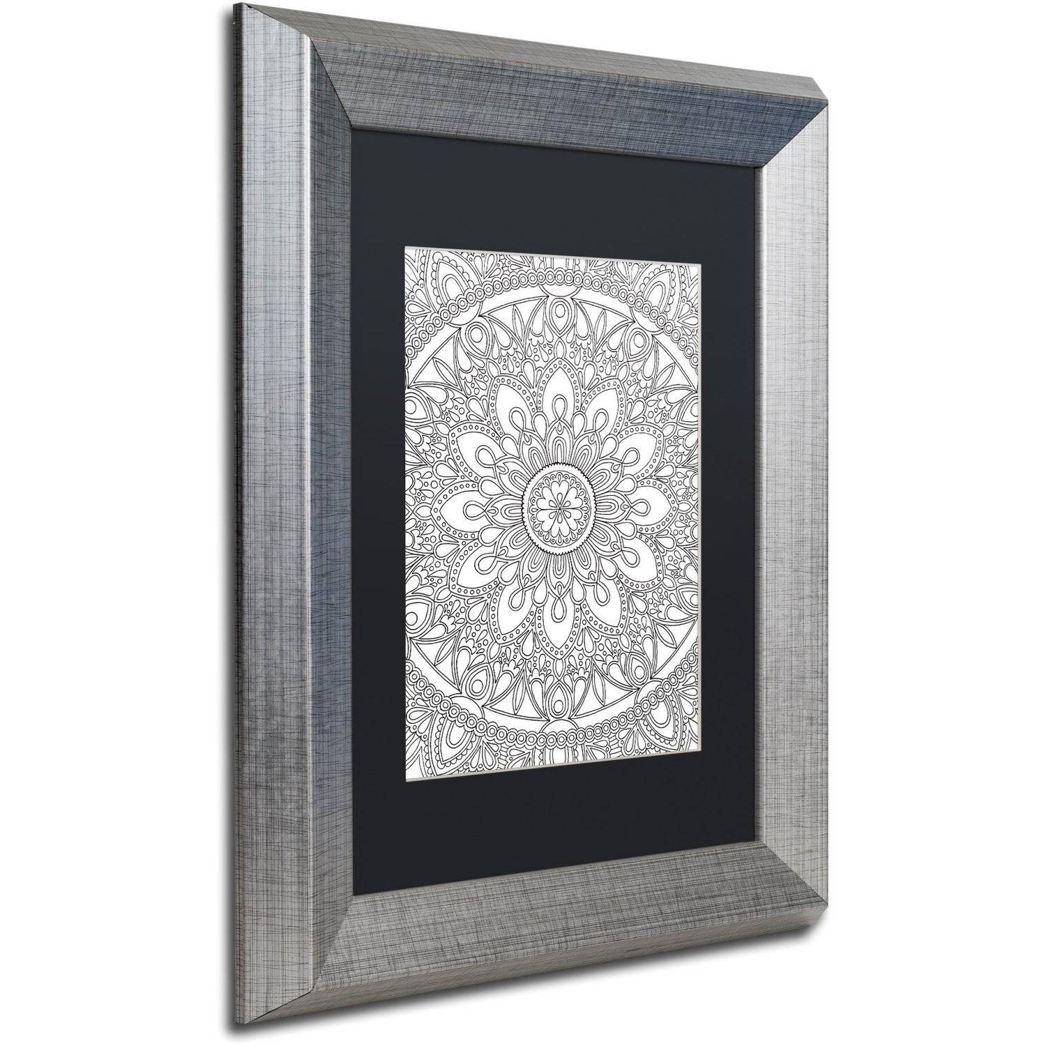 Trademark Fine Art "Delightful Mandala" Canvas Art by Hello Angel, Black Matte, Silver Frame