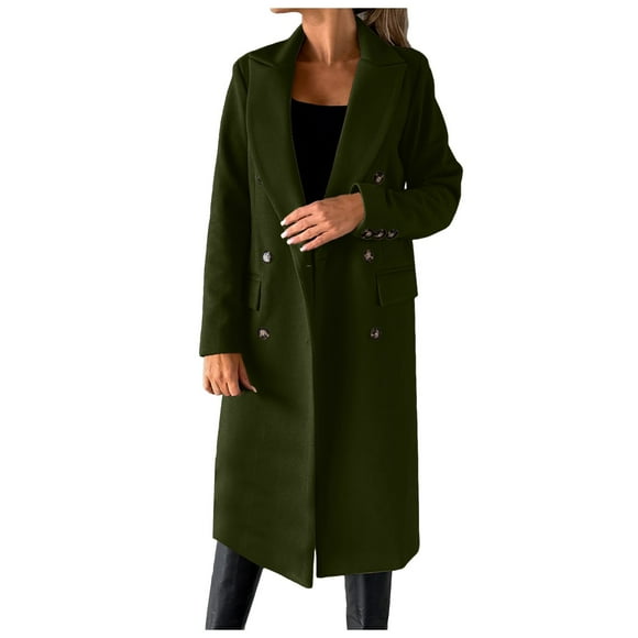 HBFAGFB Trench Coat for Women Winter Clothes Long Jacket Elegant Outwear Fashion Clothing Green Size XXXL