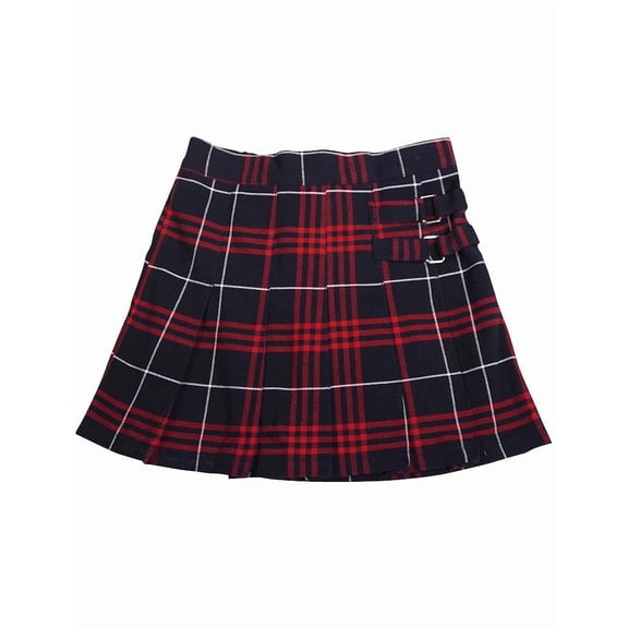 French Toast School Uniform Girls Regular & Plus Sizes Pleat Plaid Scooter Skirt, 35136 navy red plaid / 7