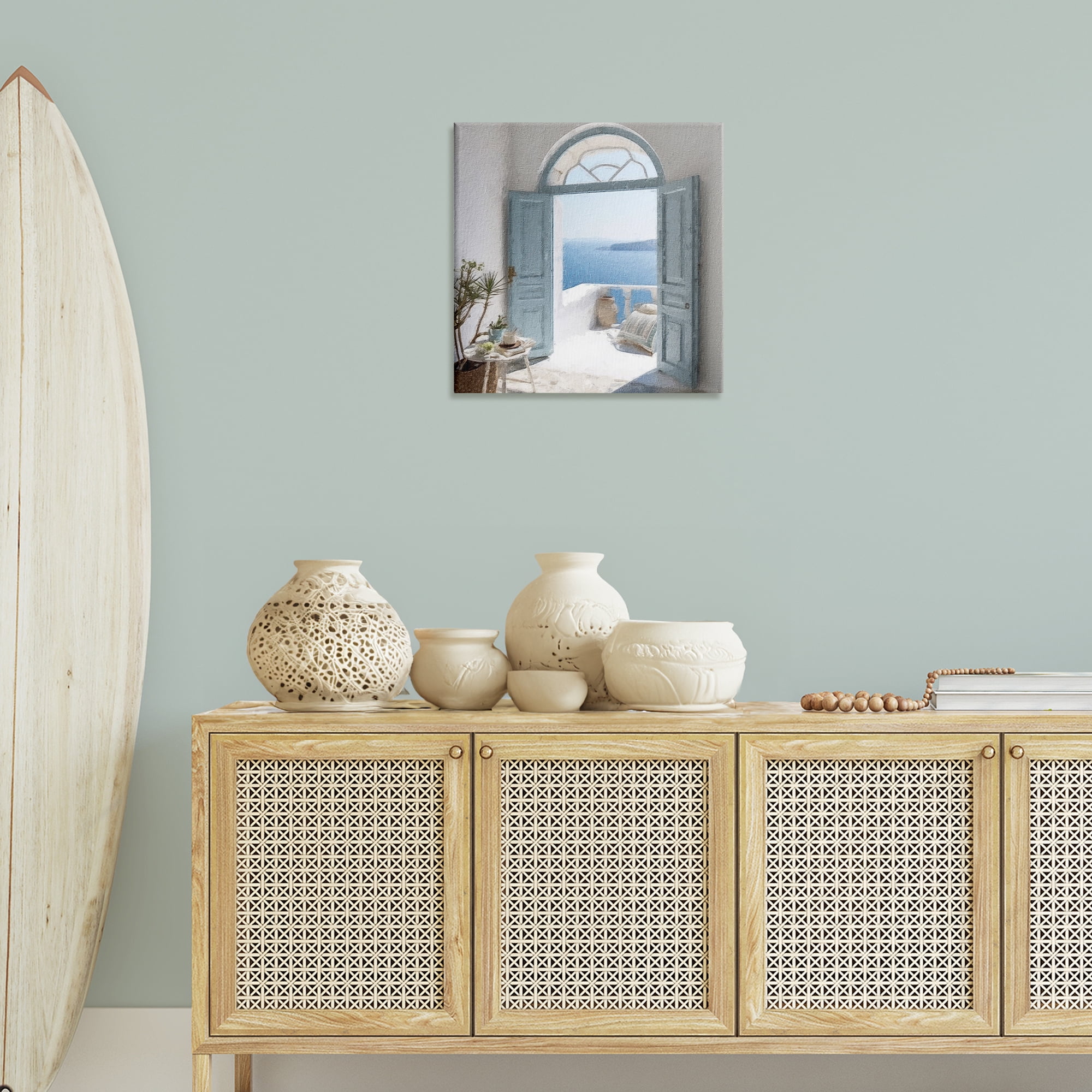 Stupell Industries Open Doorway to Sea Town & City Painting Gallery Wrapped Canvas Art Print Wall Art, 24 x 24
