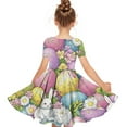 thumbnail image 4 of AUNVITO 2025 Easter Children Clothing Girls Middle-aged Children Short Sleeved Round Neck Dresses Children's Practice Clothes Dance Dresses, 4 of 5