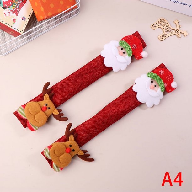 1 Juego de fundas para manijas de refrigerador navideñas, protector de perilla de puerta de refrigerador de cocina y microondas, decoraciones navideñas para el hogar
