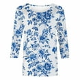 thumbnail image 5 of CYMMPU Floral Pattern 3/4 Sleeve Crew Neck Blouses for Women Dressy Casual Loose Fit Spring Tunic Tops Fall Fashion Shirts Lightweight Basic T-Shirts Multicolor XXXXL, 5 of 5