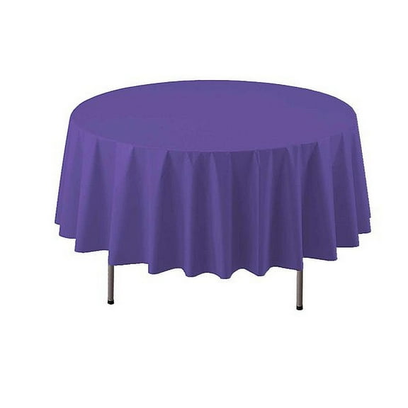 1 - Party Essentials 84" Round Heavy Duty Plastic Table Covers - Royal Purple