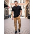 thumbnail image 4 of J. METHOD Men’s Jogger Pants Casual Moto Biker Zipper Slim Fit French Terry Fleece Tapered Leg Elastic Waist NEMP20 Wheat 2XL, 4 of 6