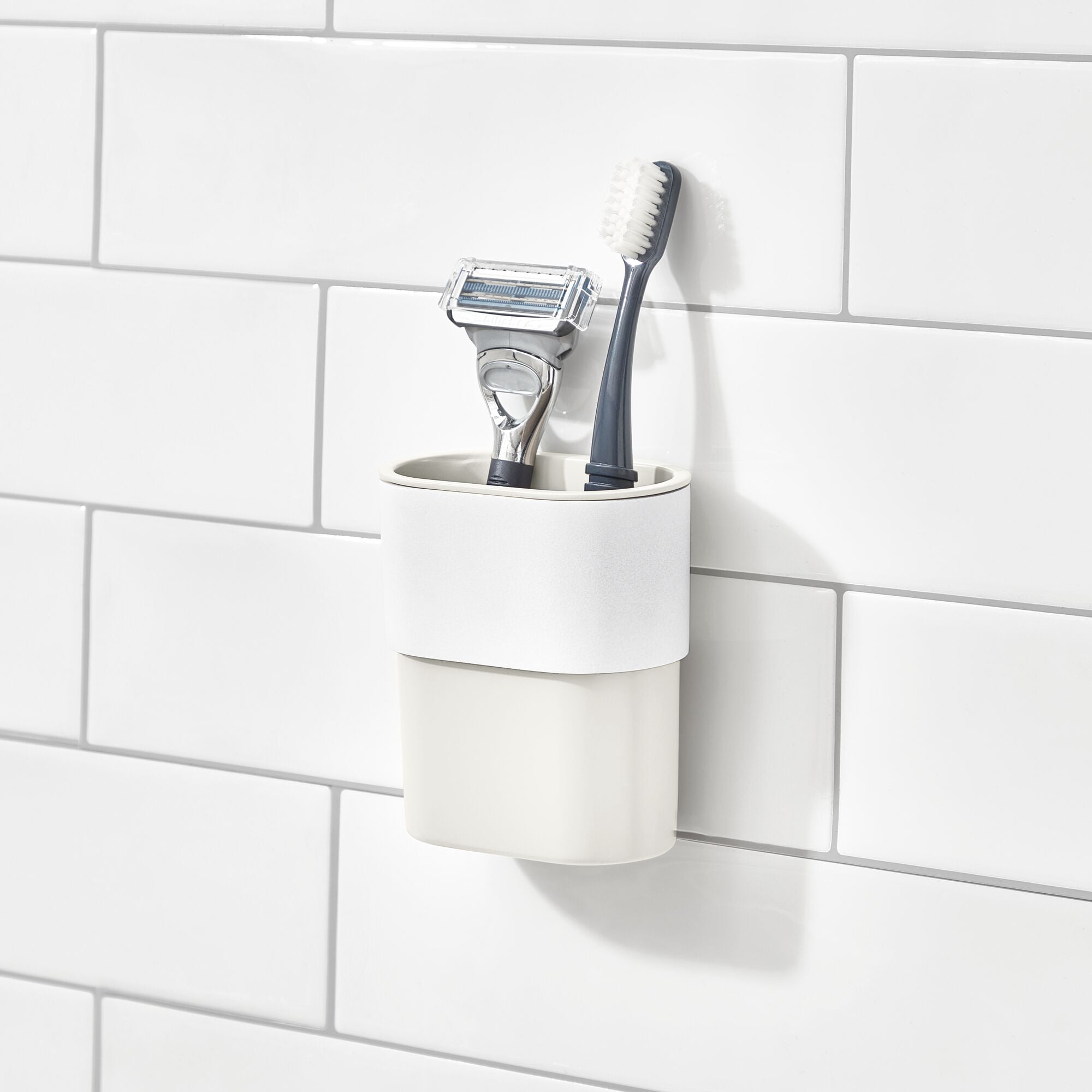 (2 pack) iDesign Self-Adhesive Bathroom Tumbler – Orleans Collection - Coconut/White