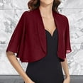 thumbnail image 2 of felwors Women Shrug Soft Chiffon Open Front Sheer Sleeve Bolero Cardigan for Evening Dress Red, One Size, 2 of 5